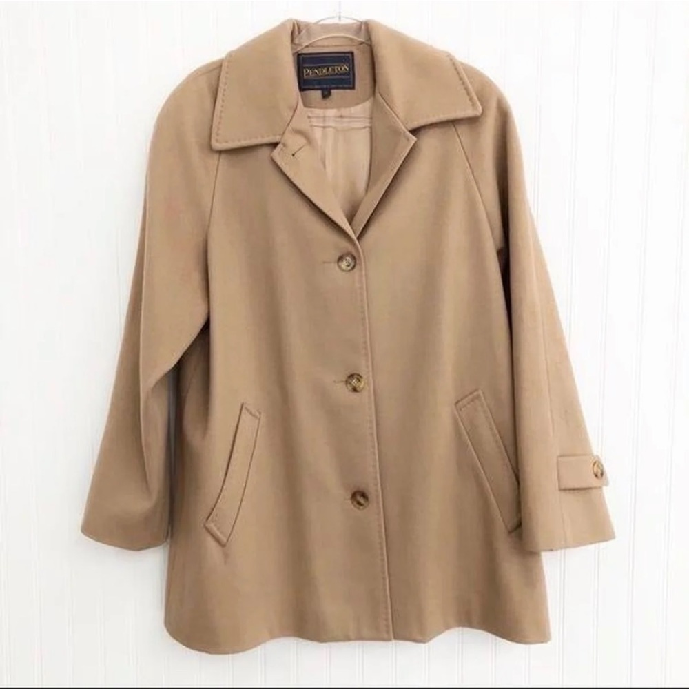 Pendleton Vintage Camel Wool Coat Jacket, 14